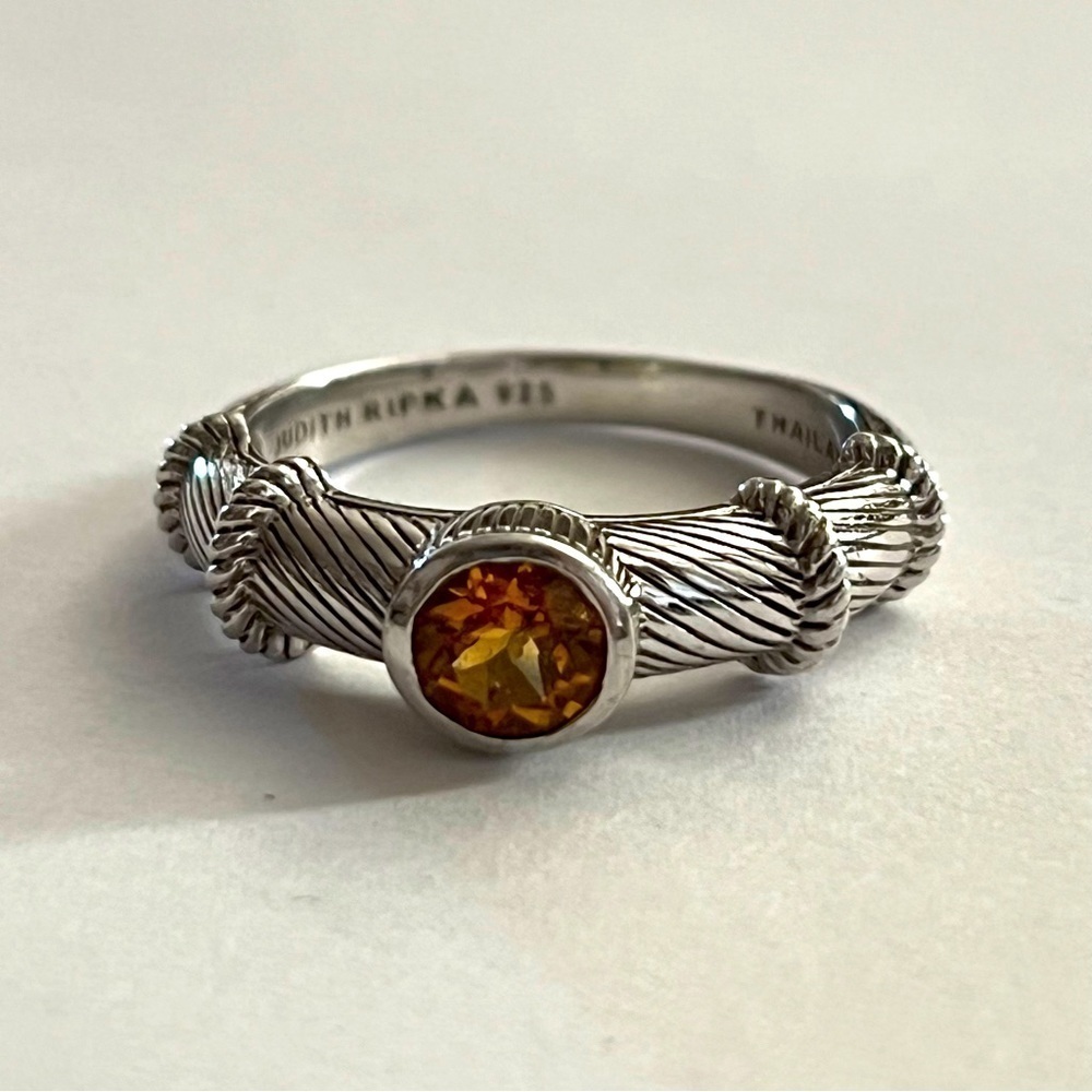 Judith Ripka Sterling Silver Ring W/Citrine Ring